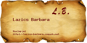 Lazics Barbara névjegykártya